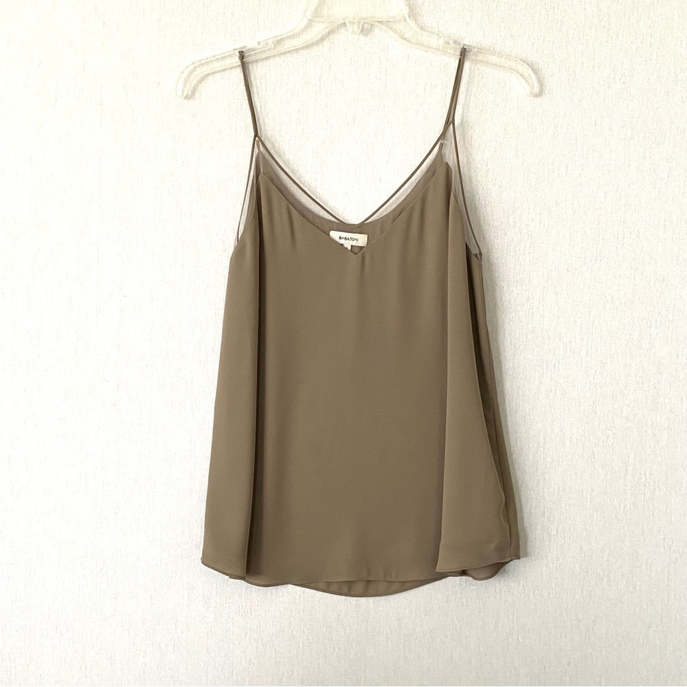 Aritzia Olive Green Silk-Like Spaghetti Strap Camisole